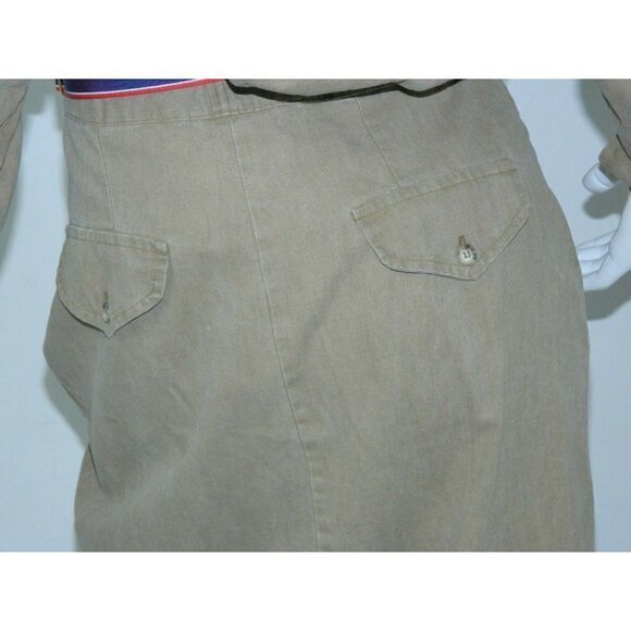 Vintage I. Magnin Dress Brown Green Khaki Utility Cargo Coverall Dress Size  S/M - Picture 7 of 11